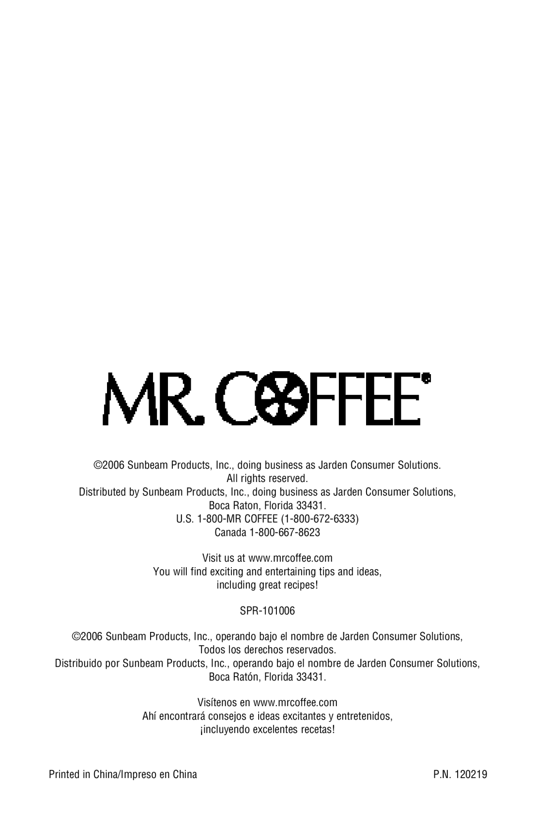 Mr. Coffee mrx35 manual 