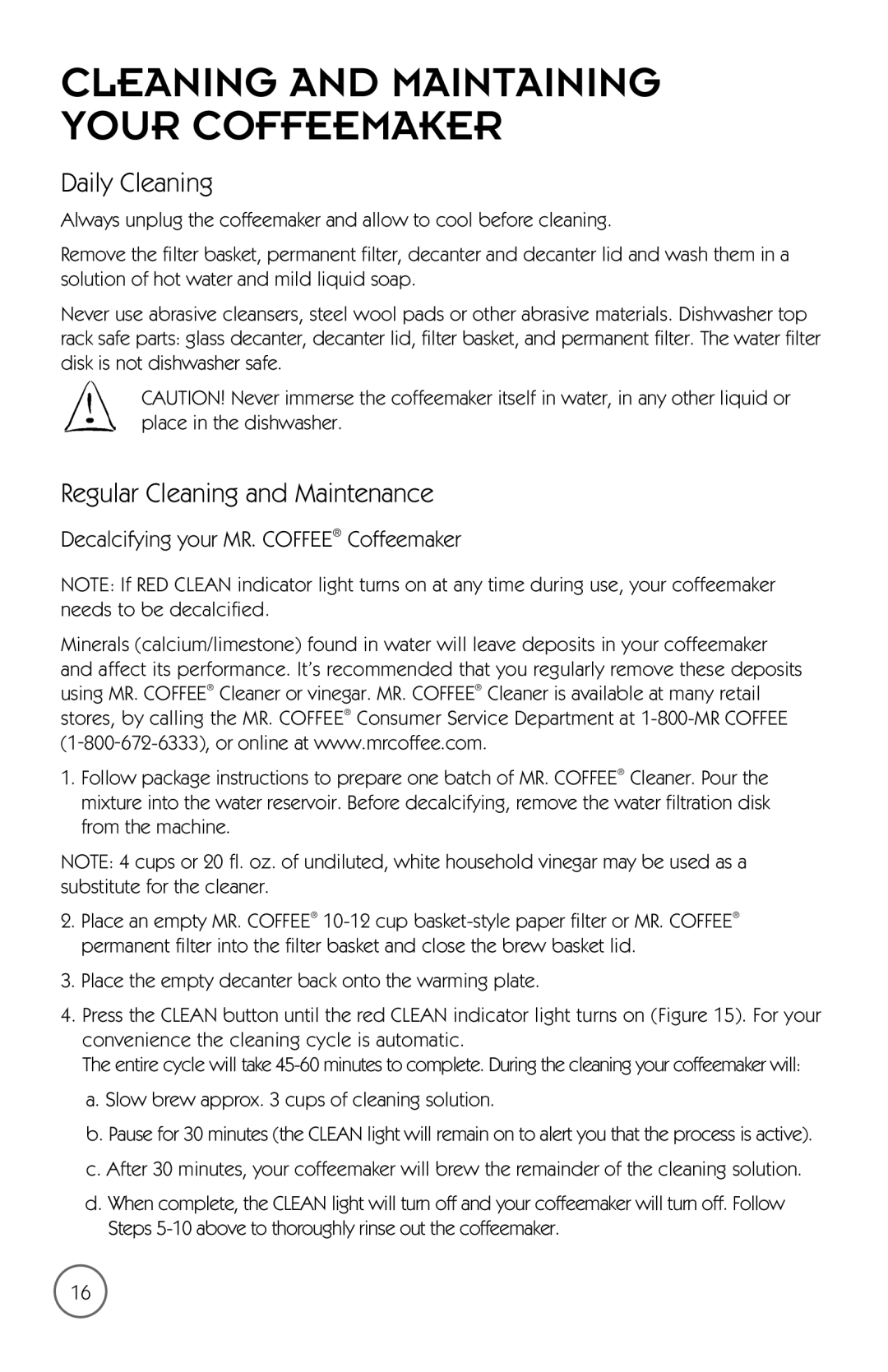 Mr. Coffee mrx35 manual Decalcifying your MR. Coffee Coffeemaker, Slow brew approx cups of cleaning solution 