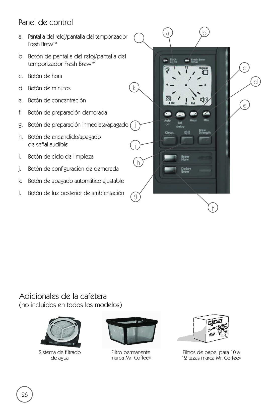 Mr. Coffee mrx35 manual No incluidos en todos los modelos 