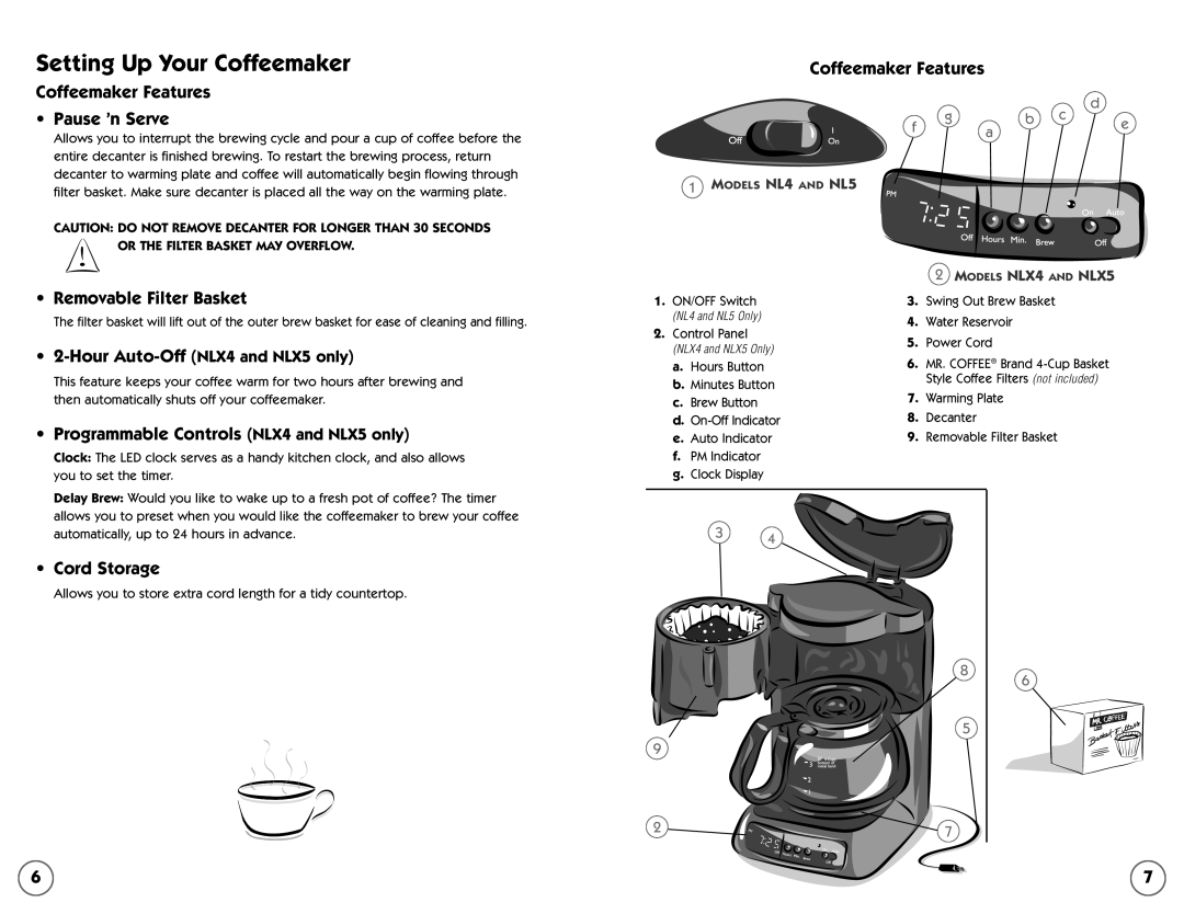 Mr. Coffee NL4, NLX5 user manual Setting Up Your Coffeemaker 