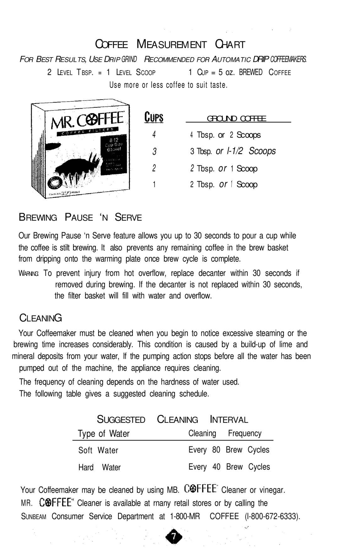 Mr. Coffee NL4 White Use more or less coffee to suit taste, Pumped out of the machine, the appliance requires cleaning 