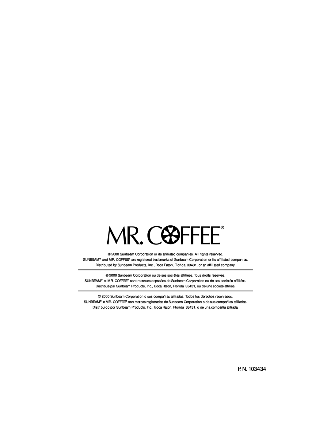 Mr. Coffee NLS12 instruction manual P. N 
