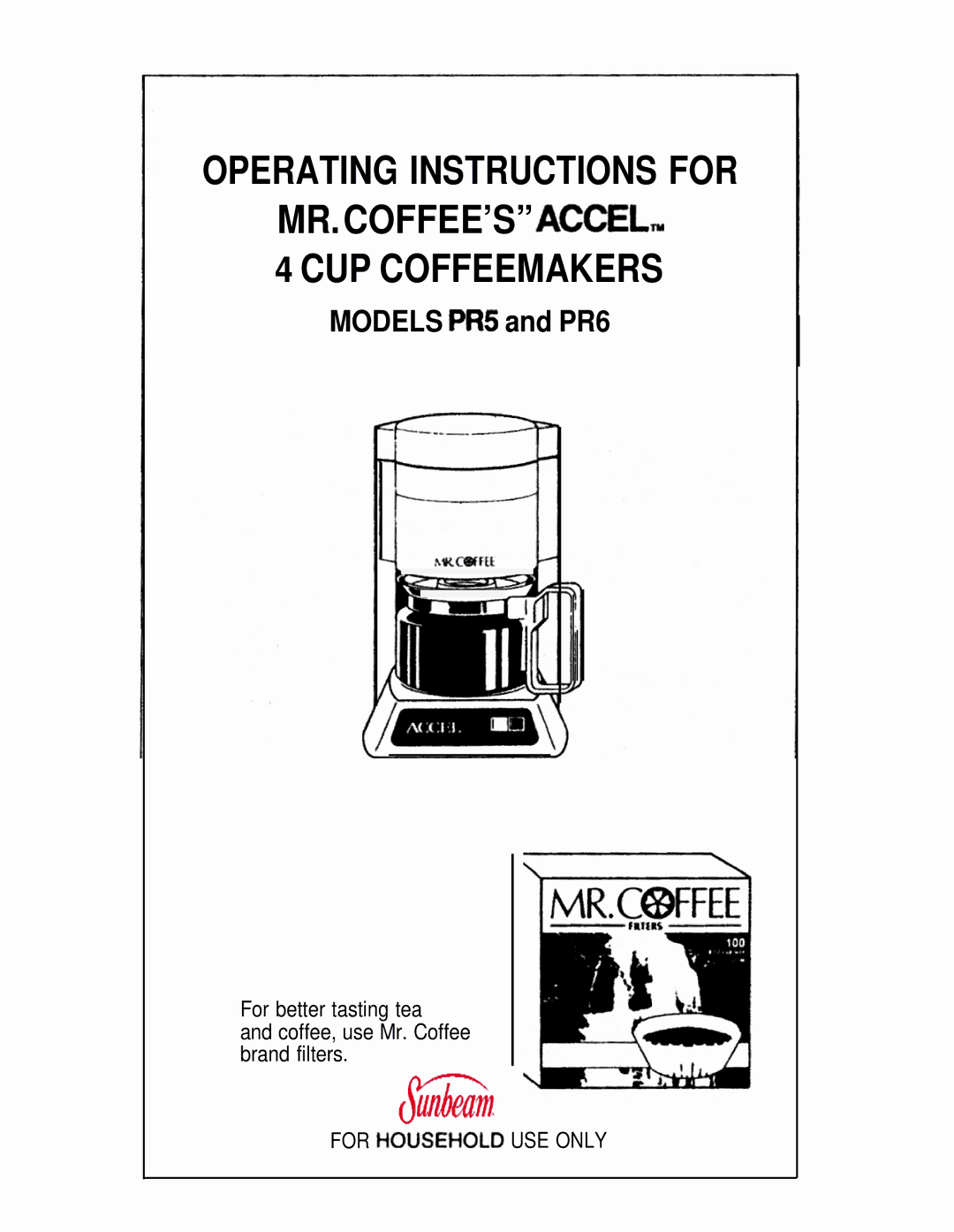 Mr. Coffee PR6, PM manual Operating Instructions for 