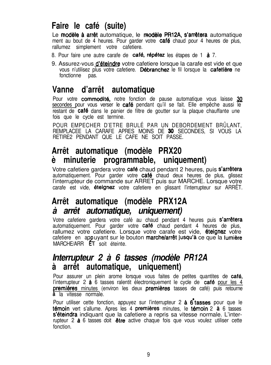 Mr. Coffee PR12A, PRX20 operating instructions Faire le café suite 