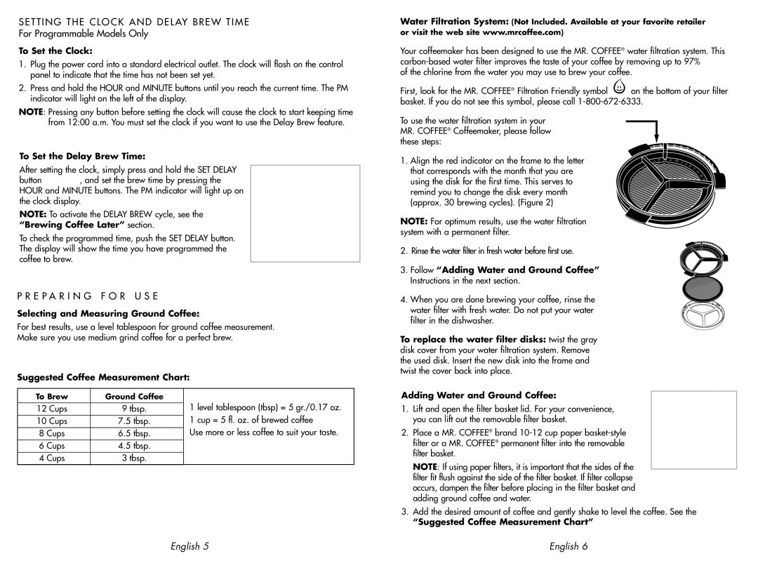 Mr. Coffee SKX23, SK23 user manual SE TTI NG the CLO CK and DE LA Y Brew Time, PR E Pari NG for USE 