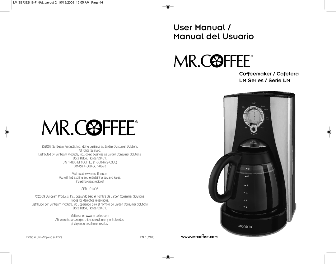 Mr. Coffee SPR-101006 manual Manual del Usuario 