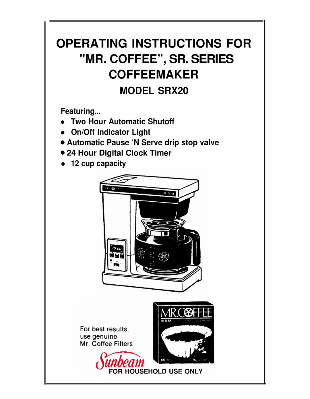 Mr. Coffee manual Model SRX20 