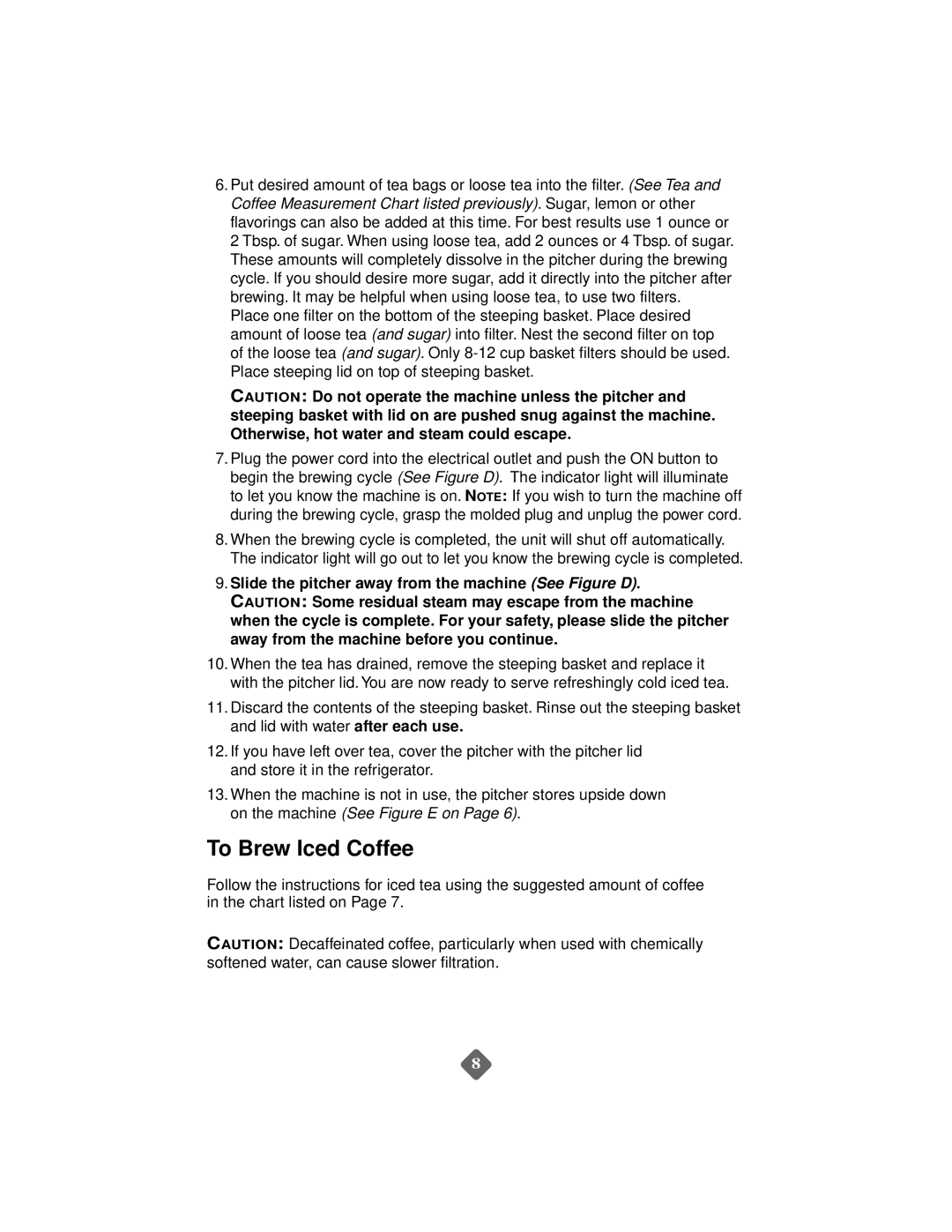 Mr. Coffee TM1 instruction manual To Brew Iced Coffee 