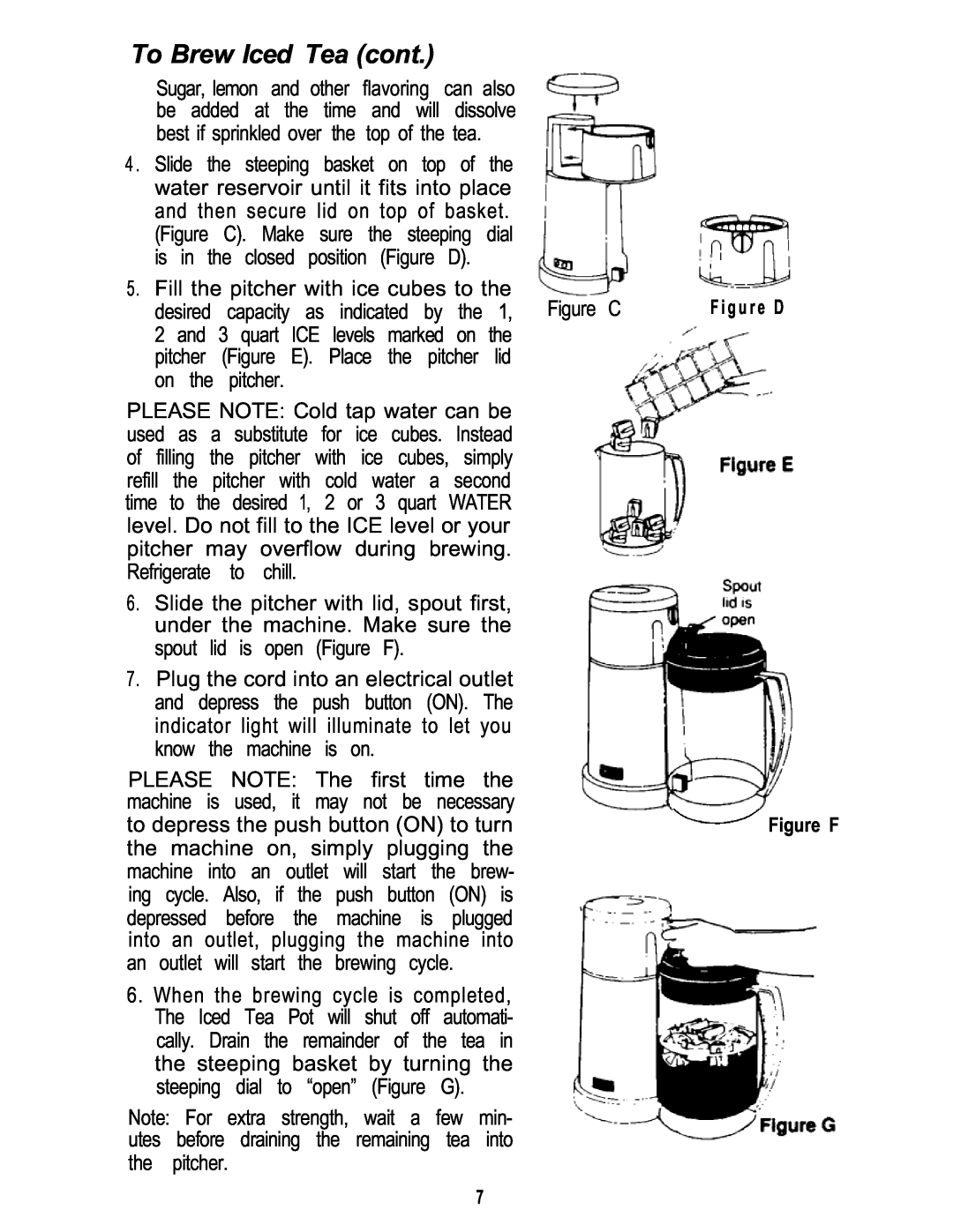 Mr. Coffee TM3 manual To Brew Iced Tea cont 