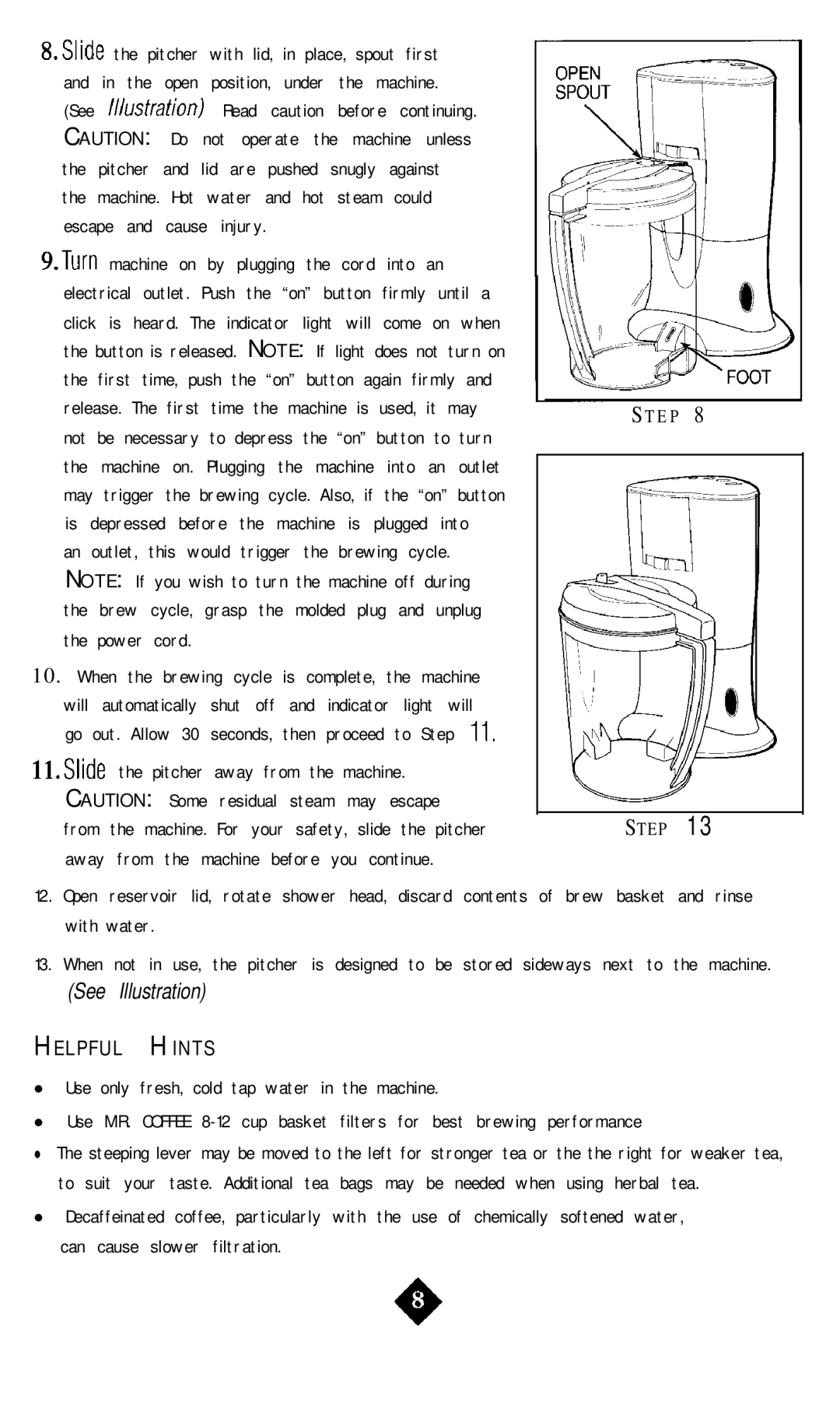 Mr. Coffee TM8D instruction manual See Illustration 