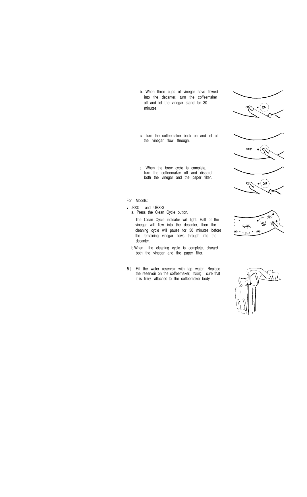 Mr. Coffee URX33, URX30, URX20, URX23, UR12, UR13 user manual Fill 