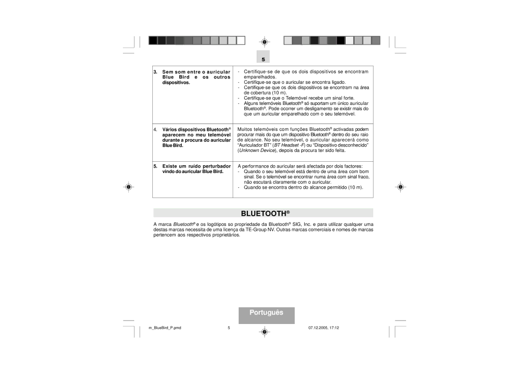 Mr Handsfree manual Sem som entre o auricular, Blue Bird e os outros, Dispositivos, Vários dispositivos Bluetooth 