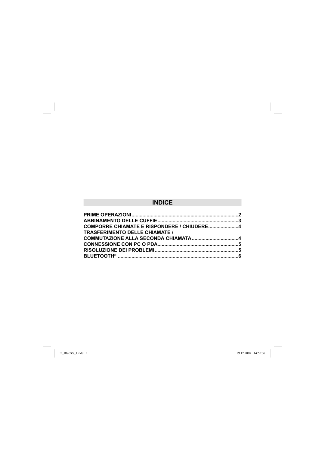 Mr Handsfree blue XS user manual Indice 