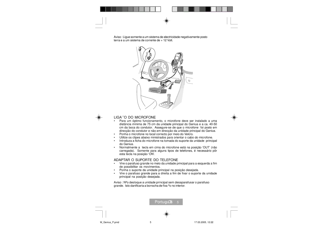 Mr Handsfree Genius manual Ligação do Microfone, Adaptar O Suporte do Telefone 