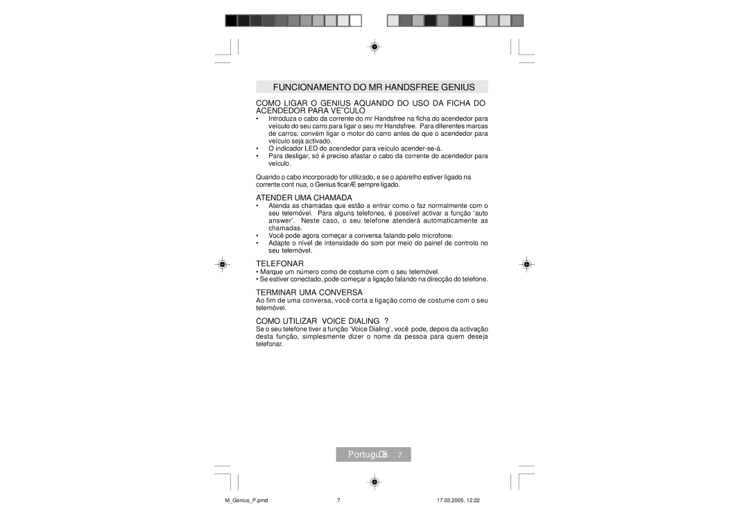 Mr Handsfree manual Funcionamento do MR Handsfree Genius, Atender UMA Chamada, Telefonar, Terminar UMA Conversa 