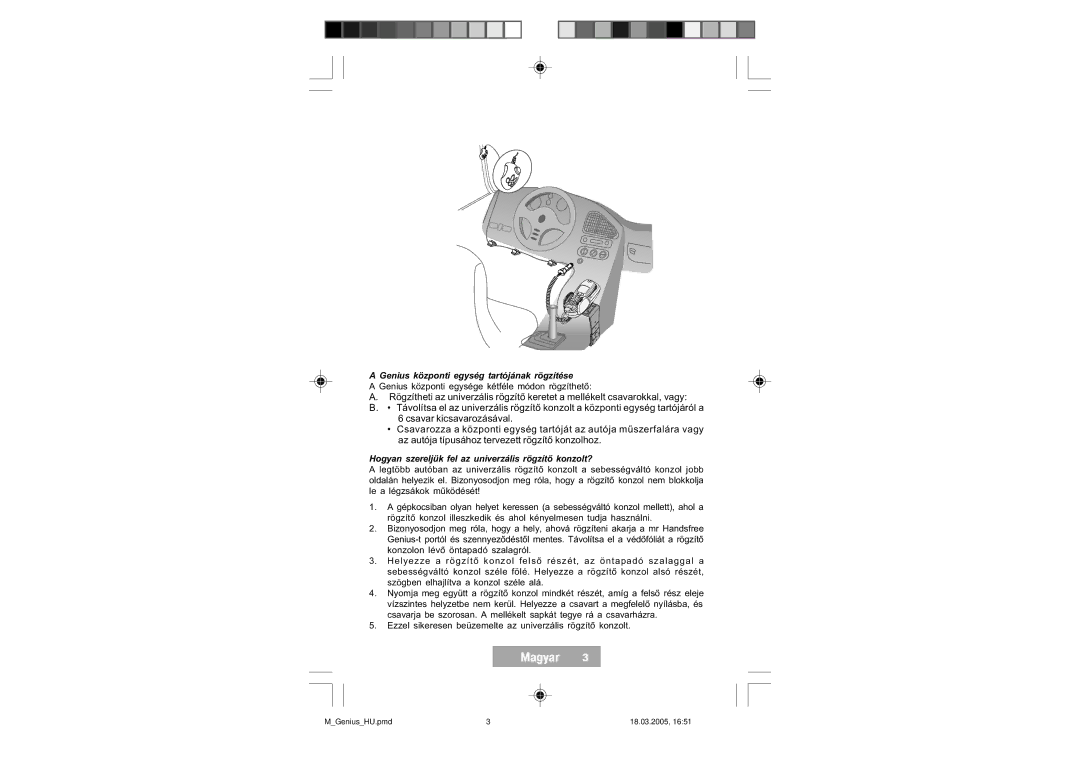 Mr Handsfree manual Genius központi egység tartójának rögzítése 