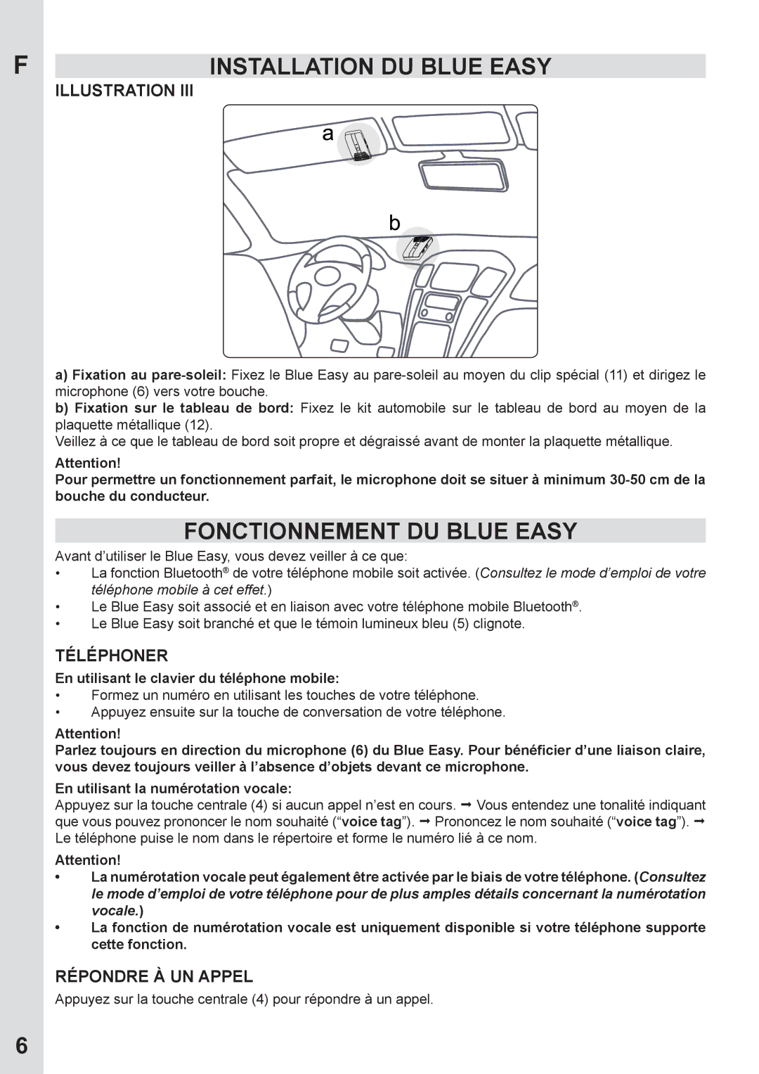 Mr Handsfree none user manual Fonctionnement DU Blue Easy, Téléphoner, Répondre À UN Appel 