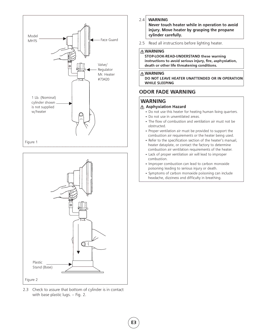 Mr. Heater MH15 operating instructions Odor Fade Warning, General Information 