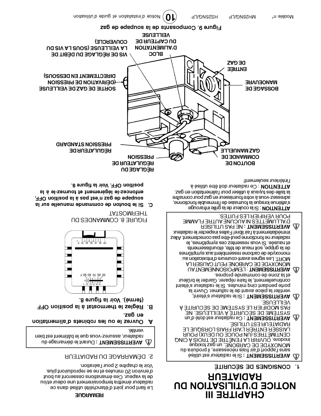 Mr. Heater MH25LP / MH25NG Radiateur DU D’UTILISATION Notice III Chapitre, Gaz de soupape la de Composants .9 Figure 