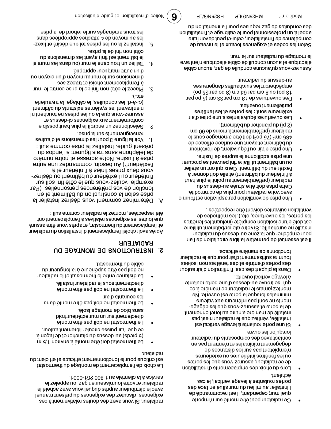 Mr. Heater MH25LP / MH25NG operating instructions Radiateur, DU Montage DE Instructions 