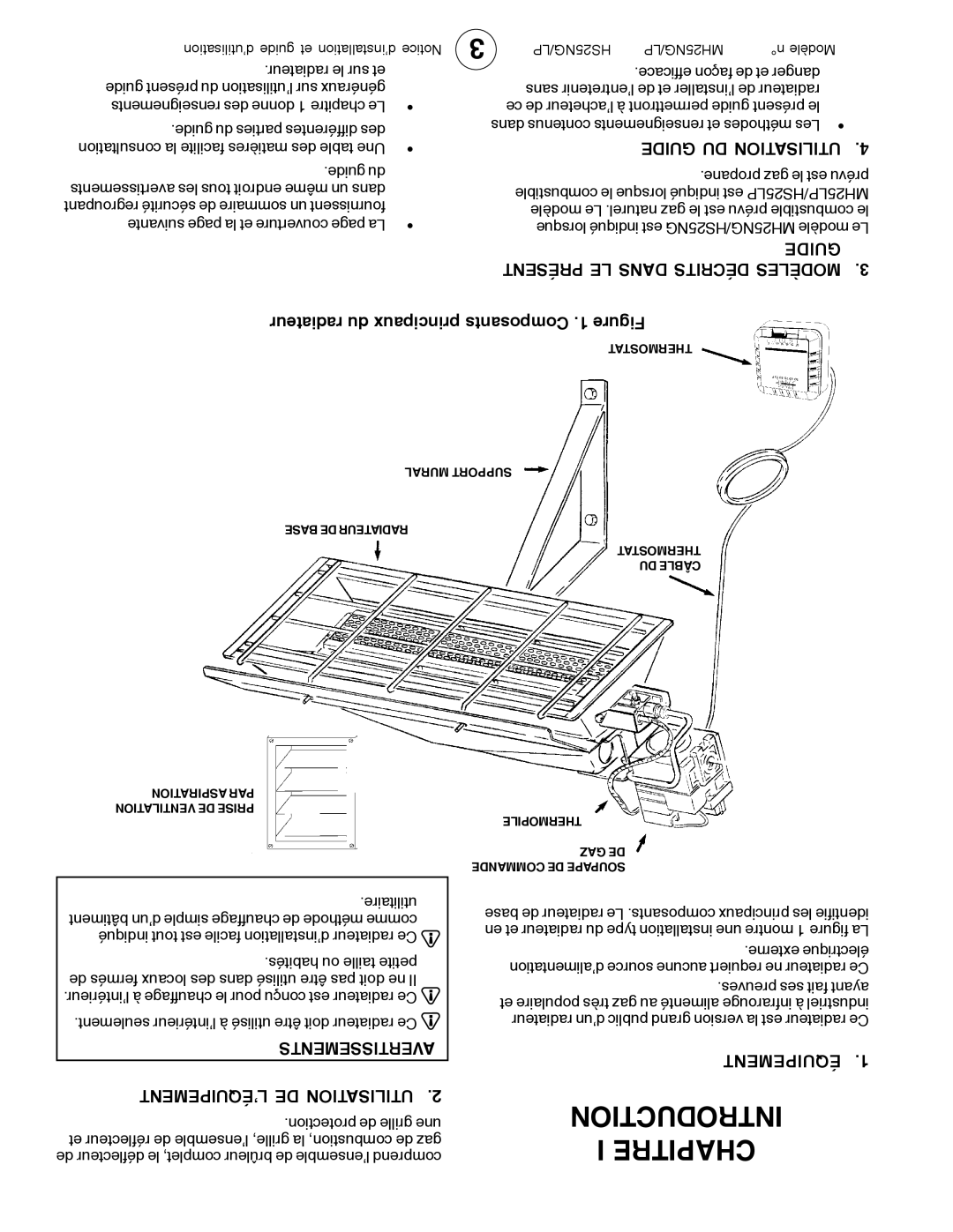 Mr. Heater MH25LP / MH25NG Introduction I Chapitre, Guide DU Utilisation, Guide Présent LE Dans Décrits Modèles 