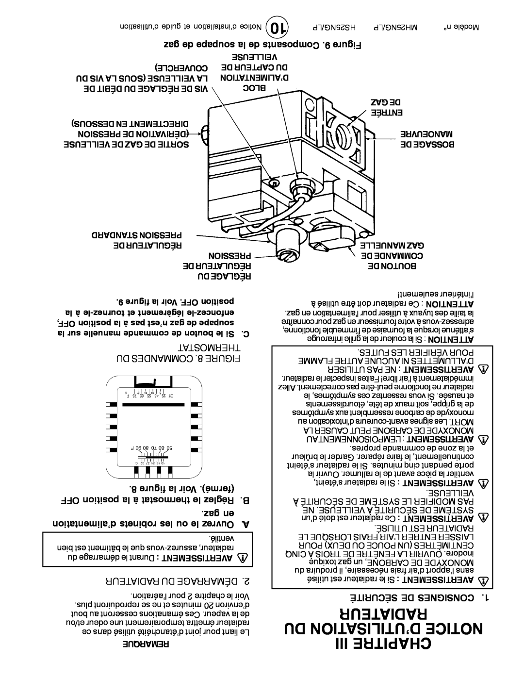 Mr. Heater MH25LP / MH25NG Radiateur Du D’Utilisation Notice Iii Chapitre, gaz de soupape la de Composants .9 Figure, Bloc 