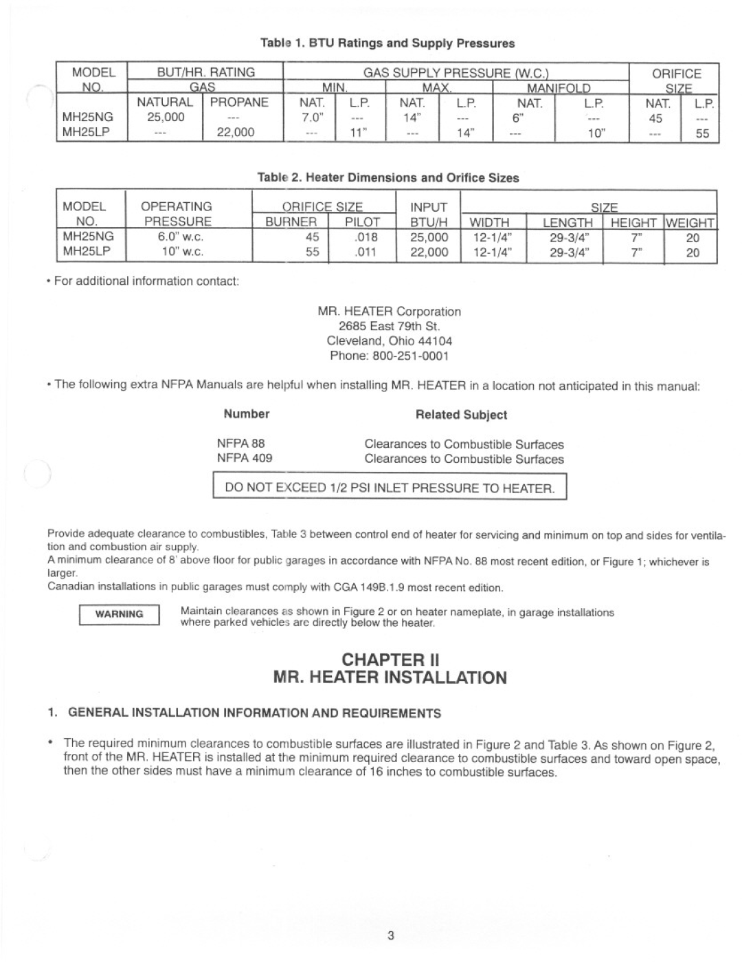 Mr. Heater MH25LP manual 