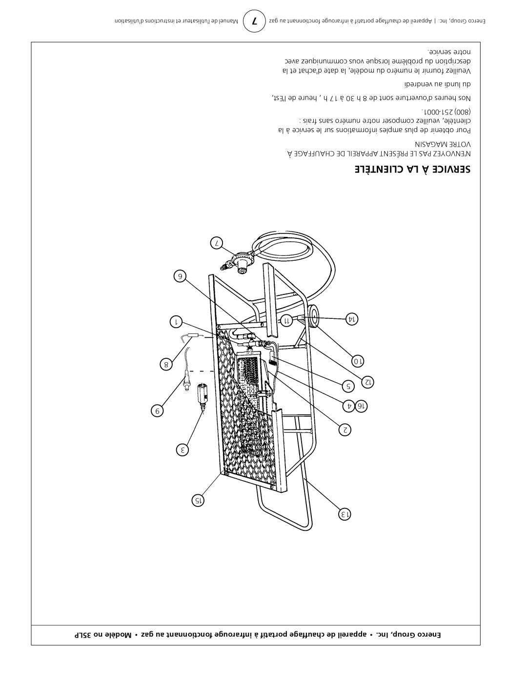 Mr. Heater MH35LP, HS35LP owner manual Clientèle LA À Service 