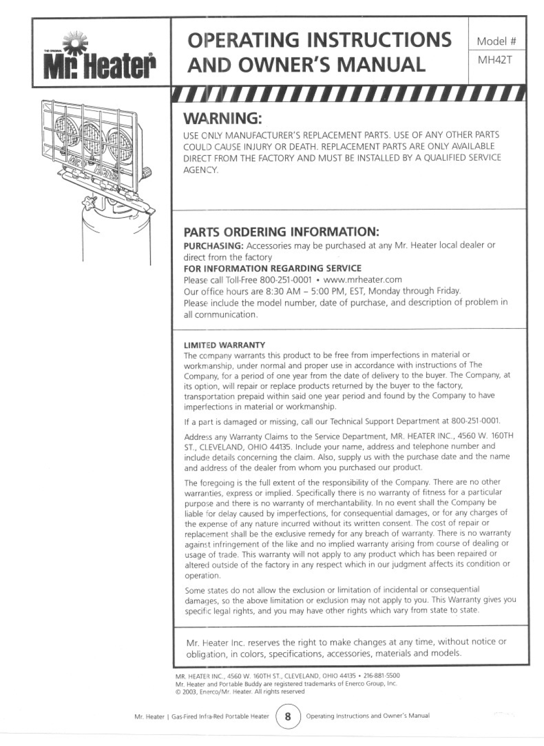 Mr. Heater MH42T manual 