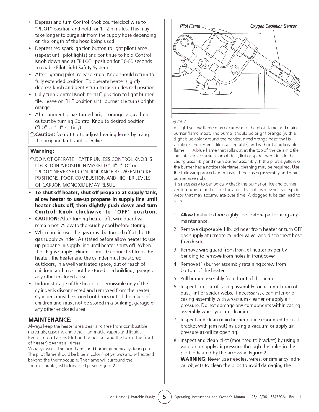 Mr. Heater MH9B owner manual Maintenance 