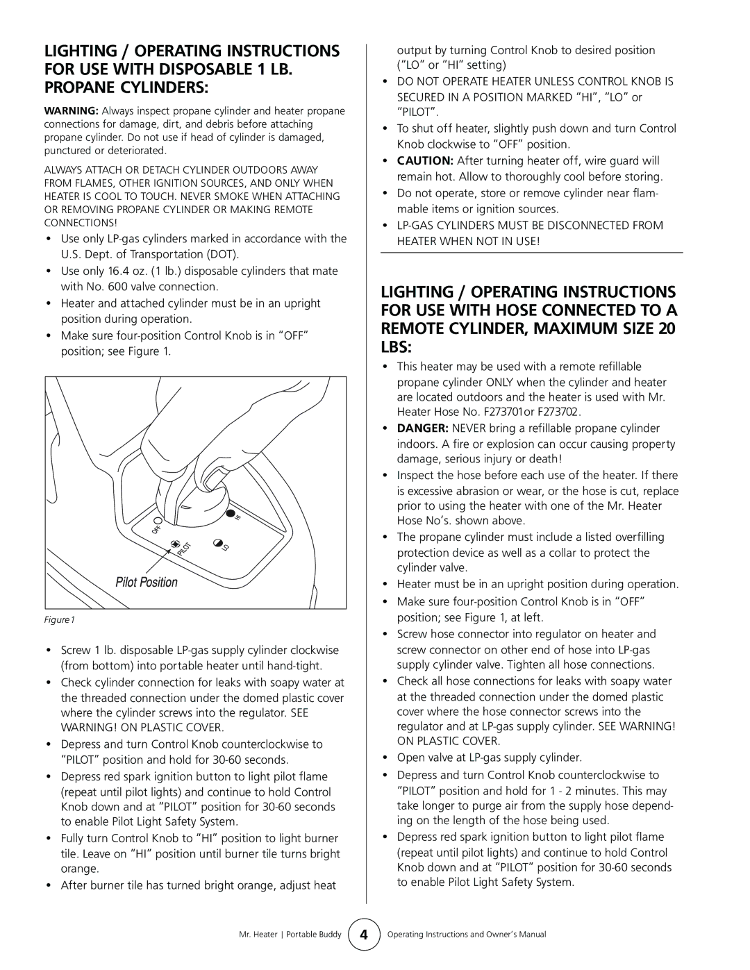 Mr. Heater MH9B owner manual Mr. Heater Portable Buddy 