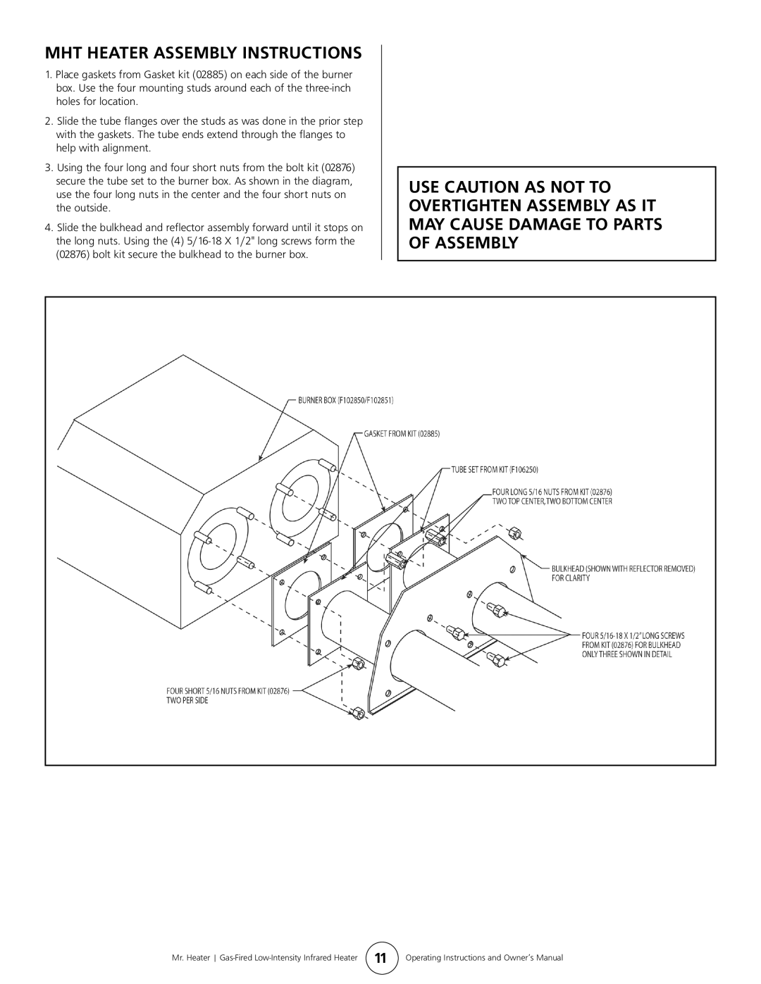 Mr. Heater MHT 45 owner manual MHT Heater Assembly Instructions 