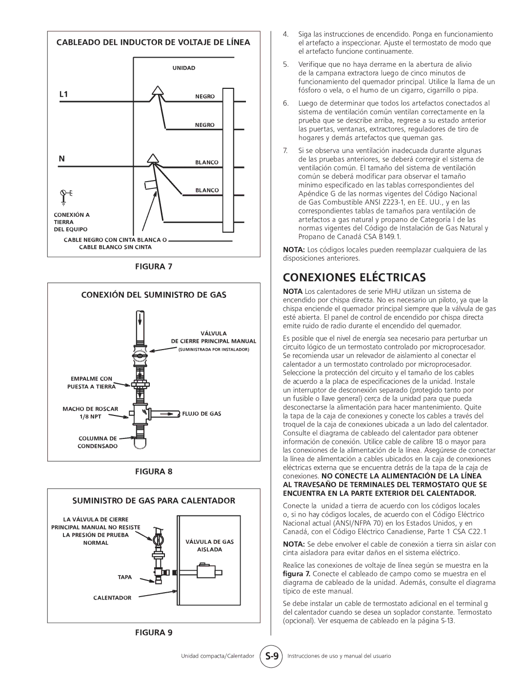 Mr. Heater MHU 80, MHU 50 owner manual Conexiones Eléctricas, Cableado DEL Inductor DE Voltaje DE Línea 