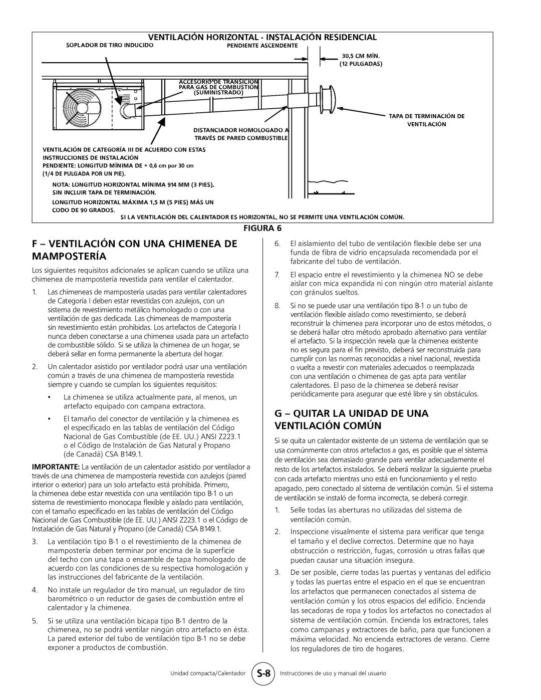 Mr. Heater MHU 50 F - Ventilación Con Una Chimenea De Mampostería, G - Quitar La Unidad De Una Ventilación Común, Figura 