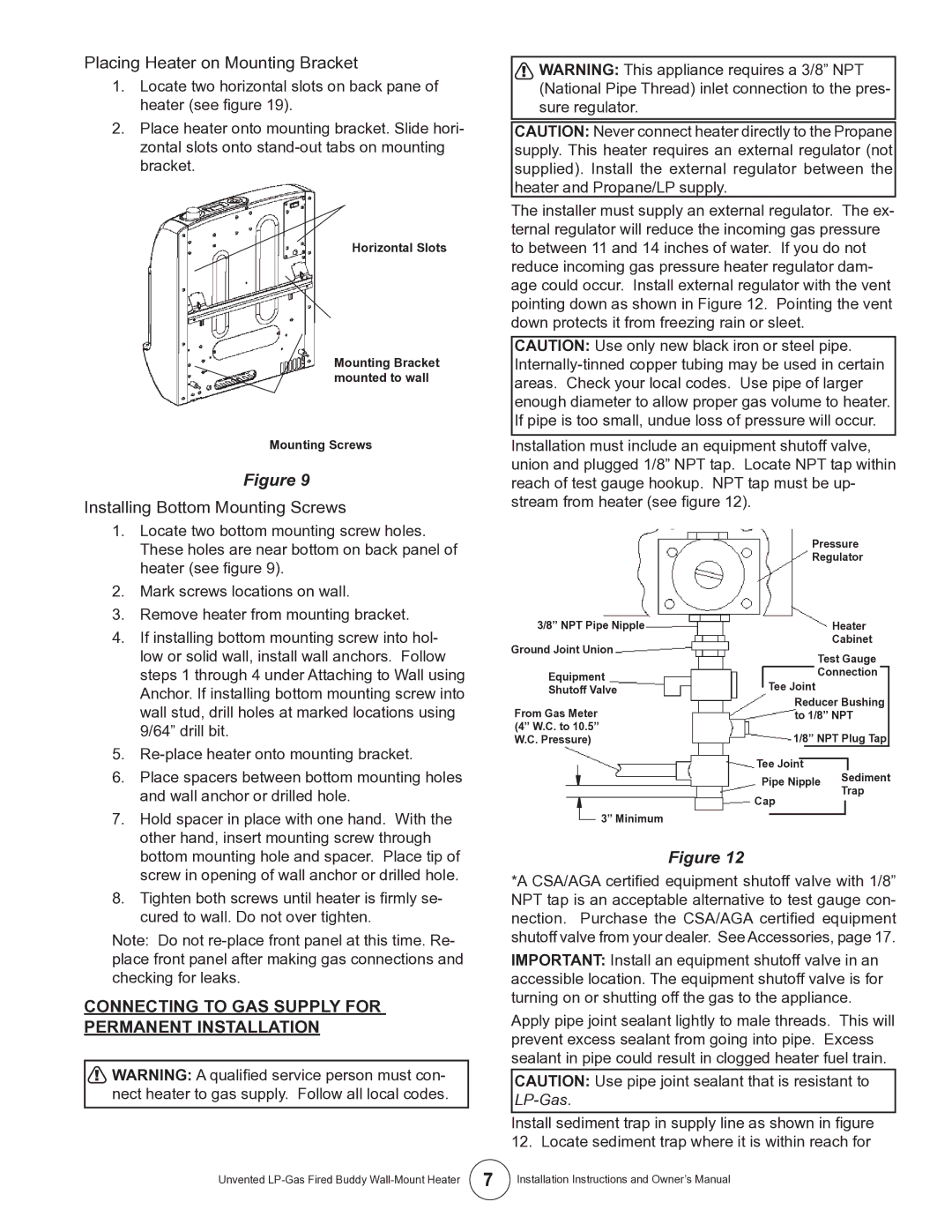 Mr. Heater MHVFB10LP Placing Heater on Mounting Bracket, Connecting to GAS Supply for Permanent Installation 