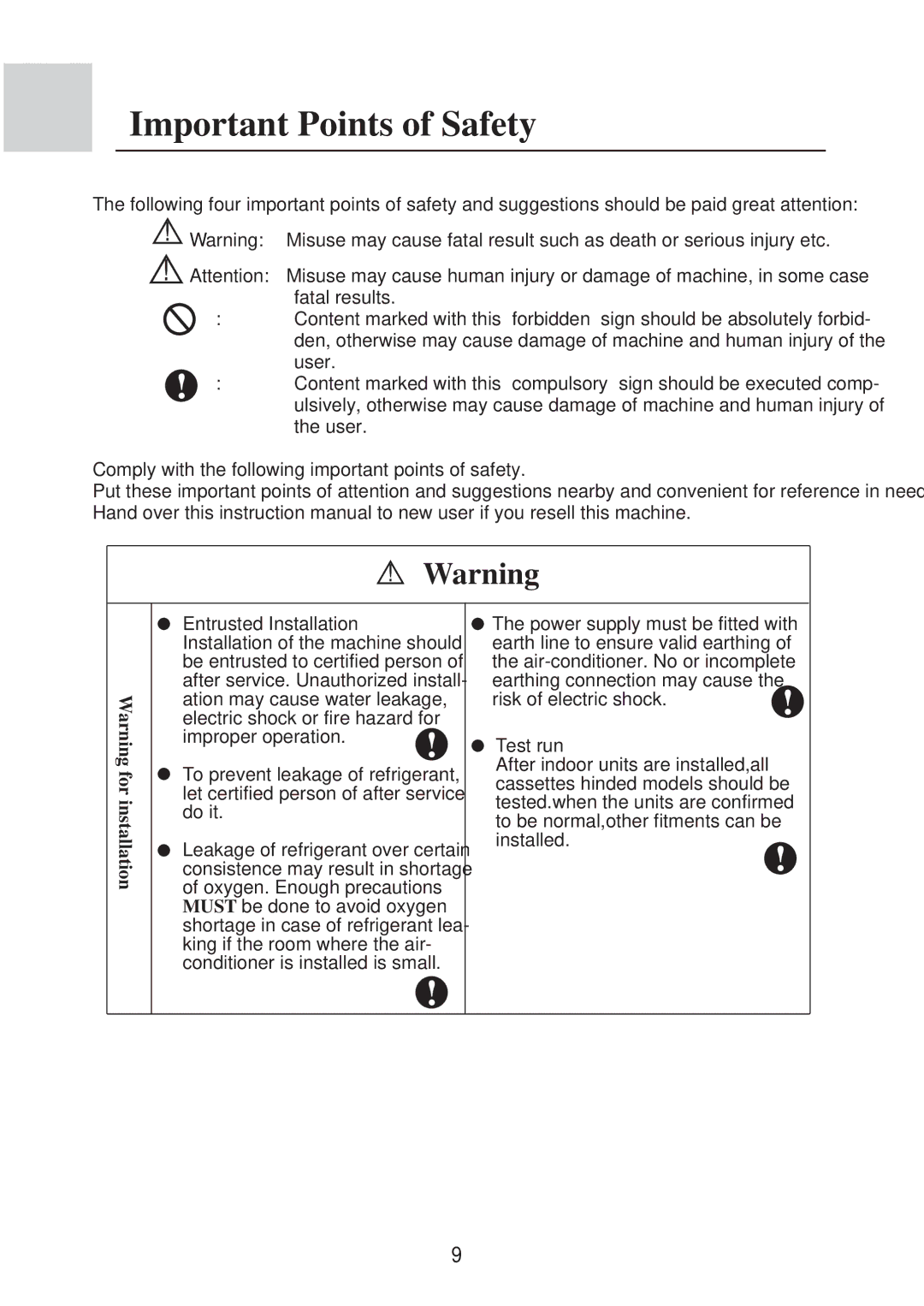 MRV Communications AE092FCAKA, AE212FCAKA, AE09~212FCAKA, AE072FCAKA, AE142FCAKA, AE182FCAKA Important Points of Safety 