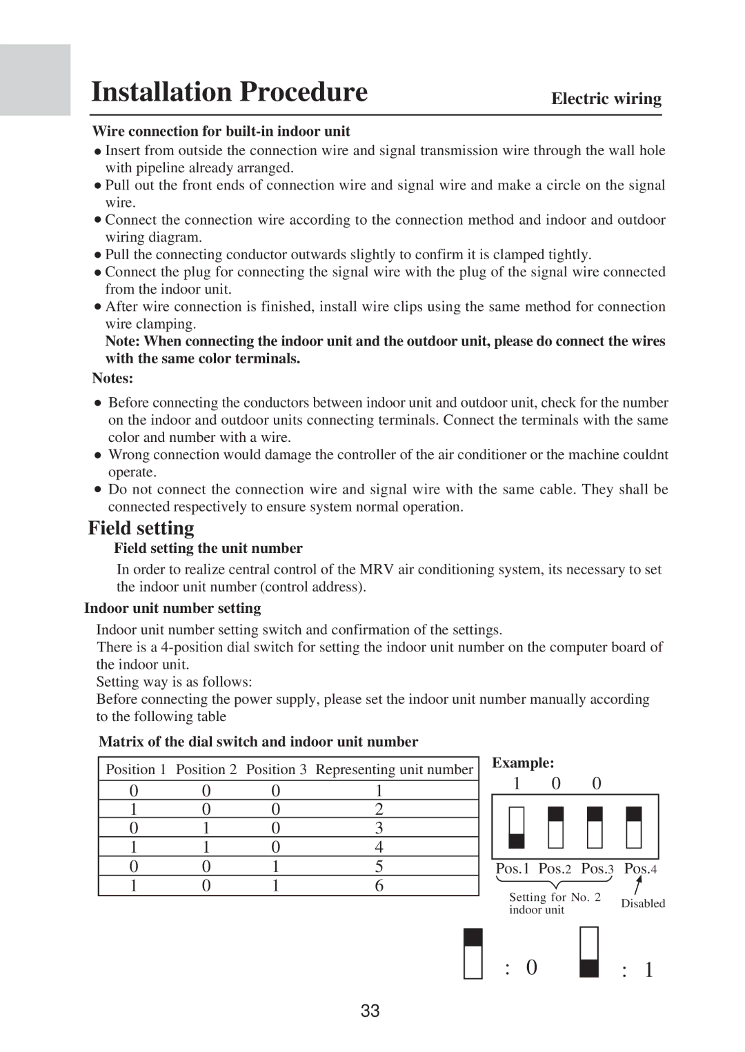 MRV Communications AE092FCAKA, AE212FCAKA, AE09~212FCAKA, AE072FCAKA, AE142FCAKA, AE182FCAKA, AE122FCAKA Field setting 