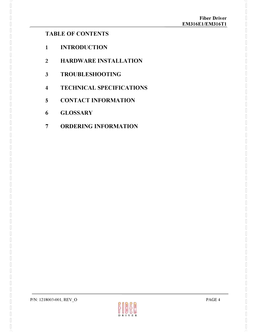 MRV Communications manual Fiber Driver EM316E1/EM316T1 