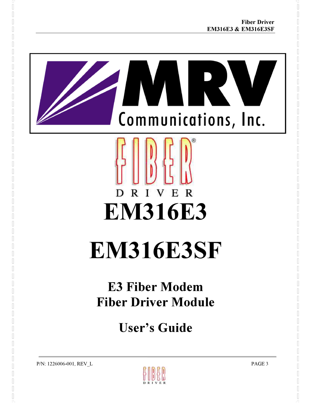 MRV Communications manual EM316E3SF 