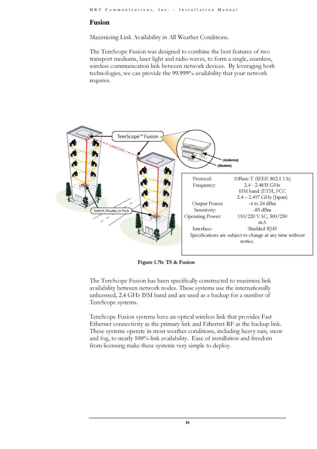 MRV Communications TS5000/XXX (TS5000G/XYZ/V**, TS5000/XYZ/V**, TS5000/ETH/V*, TS5000/4U1/V*) 7b TS & Fusion 