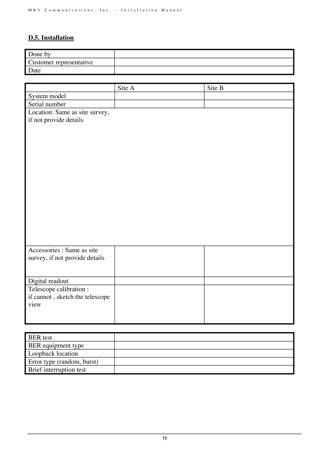 MRV Communications TS5000/XYZ/V**, TS5000/ETH/V*, TS5000/4U1/V*), TS5000/XXX (TS5000G/XYZ/V** installation manual Installation 