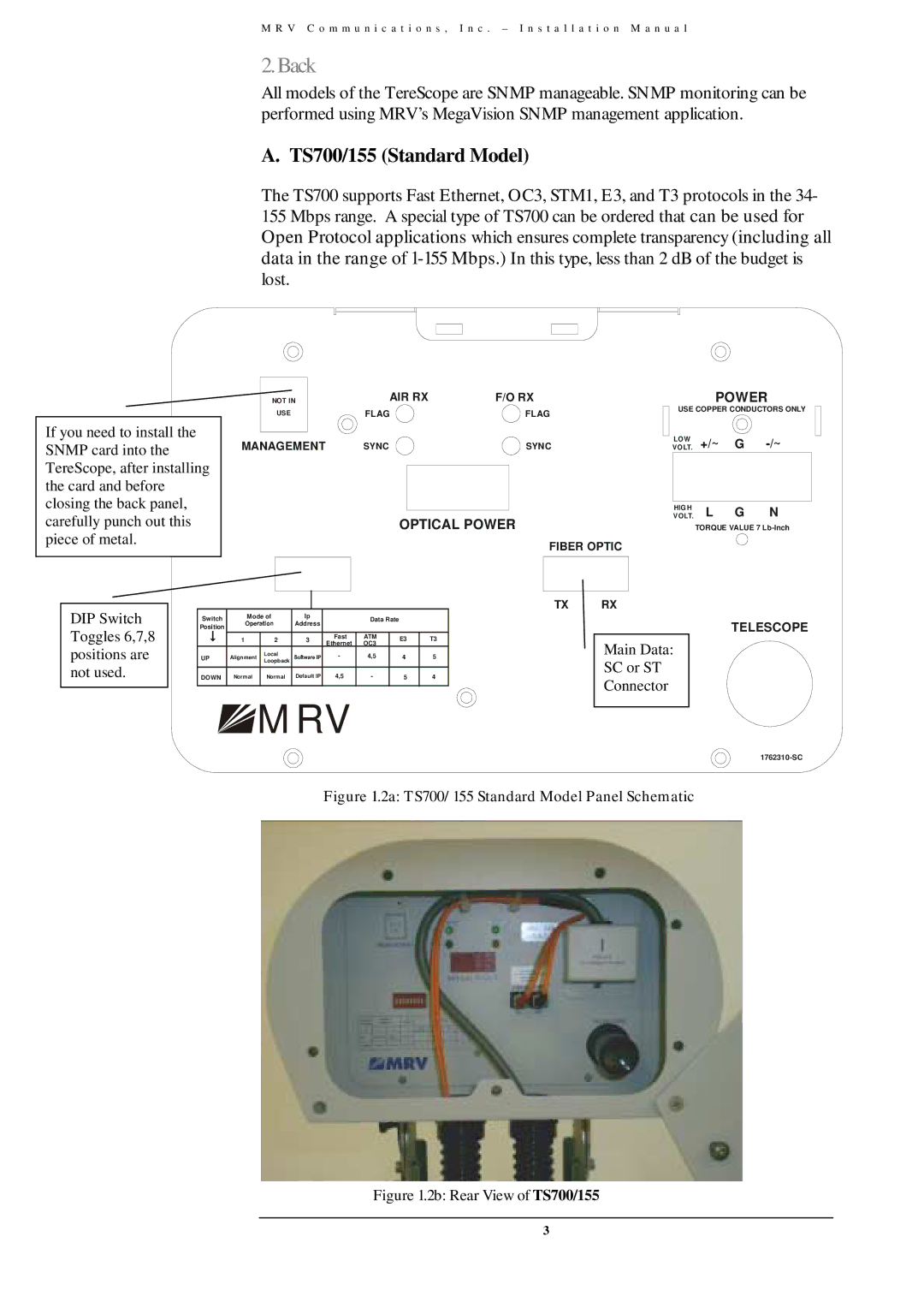 MRV Communications TS800/155, TS700/155, TS700/100, TS700/G user manual Mrv 