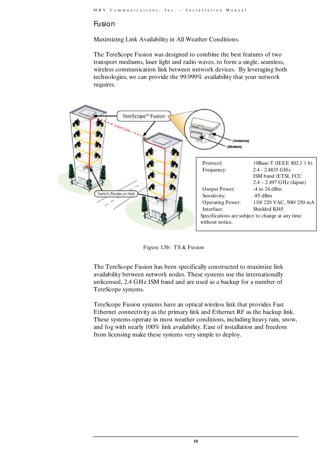 MRV Communications TS700/155, TS800/155, TS700/100, TS700/G user manual 5b TS & Fusion 