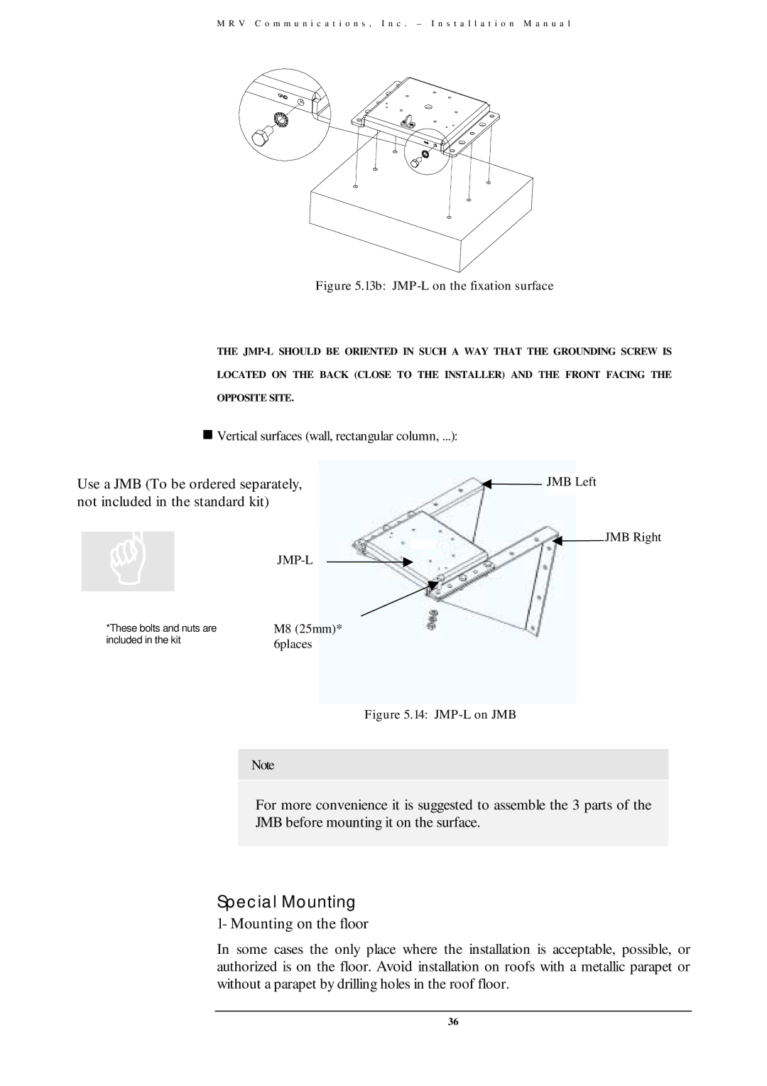 MRV Communications TS700/100, TS700/155, TS800/155, TS700/G user manual Special Mounting, Mounting on the floor 