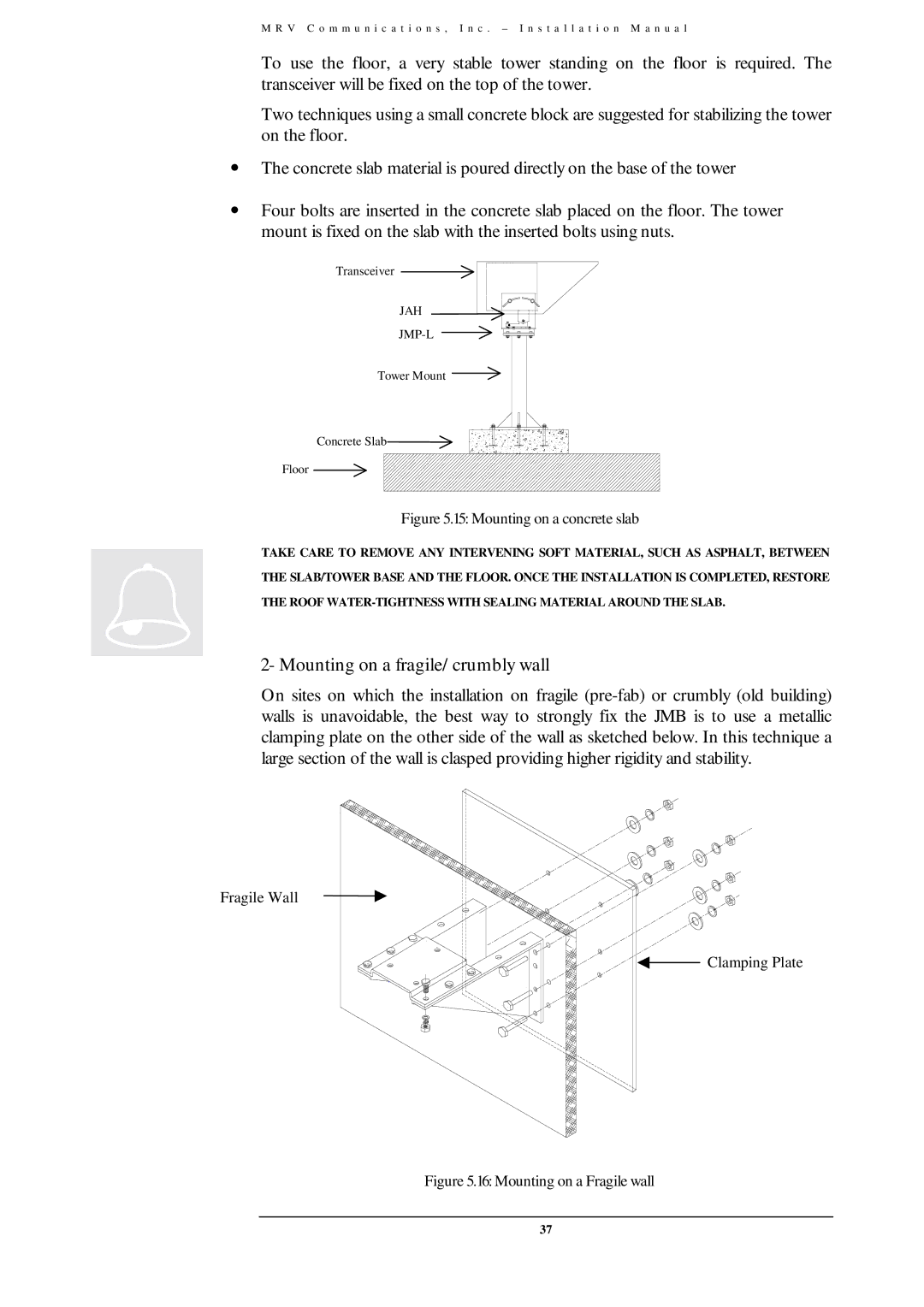 MRV Communications TS700/G, TS700/155, TS800/155, TS700/100 user manual Mounting on a fragile/crumbly wall, Jmp-L 