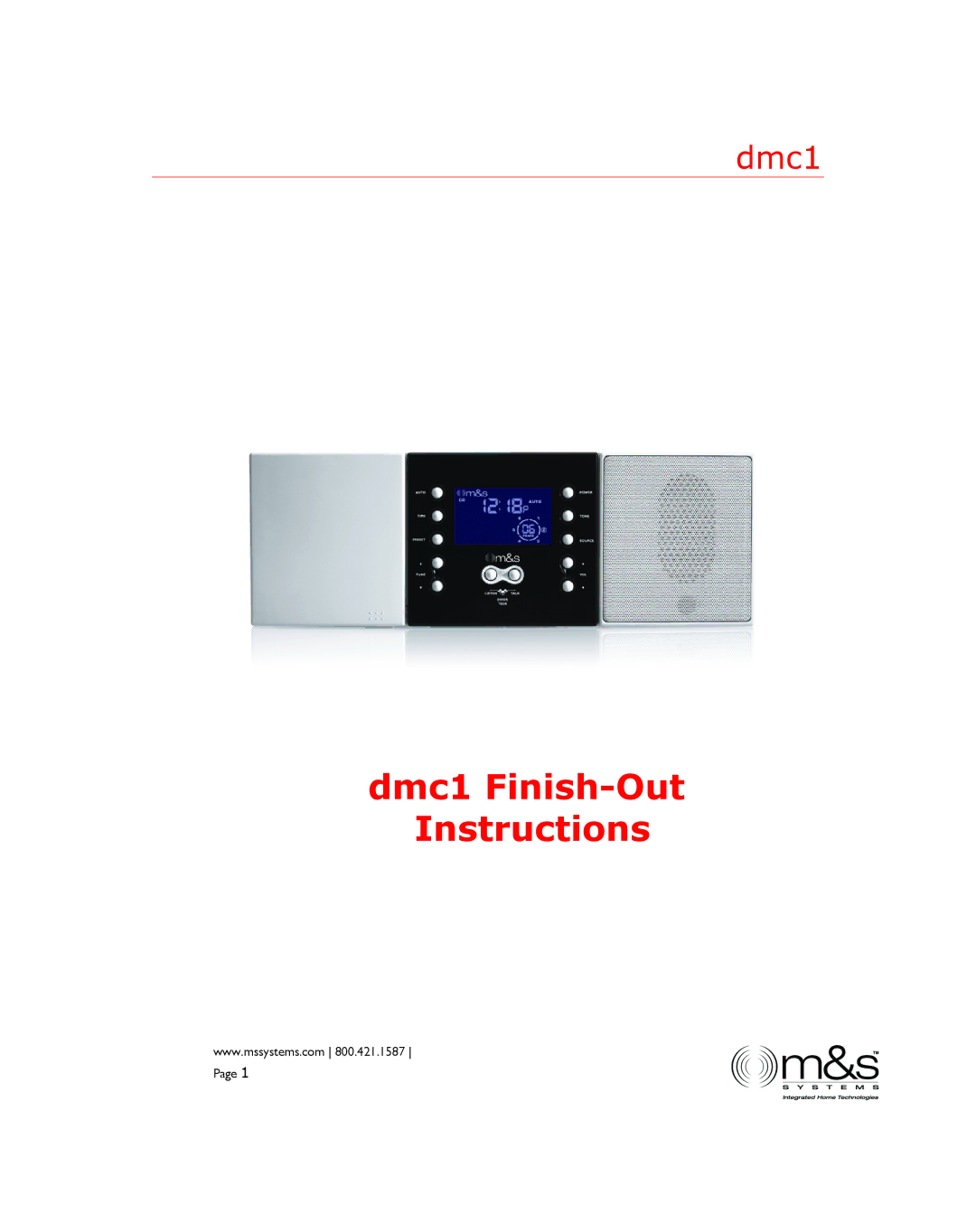 M&S Systems dmc1 manual Dmc1 Finish-Out Instructions 