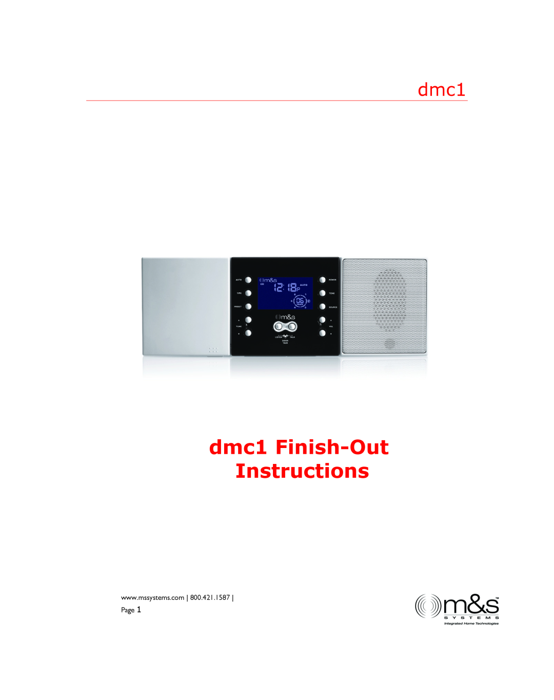 M&S Systems manual dmc1 Finish-Out Instructions, Page 