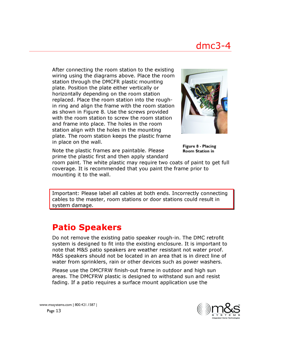 M&S Systems DMC3-4 installation instructions Patio Speakers 