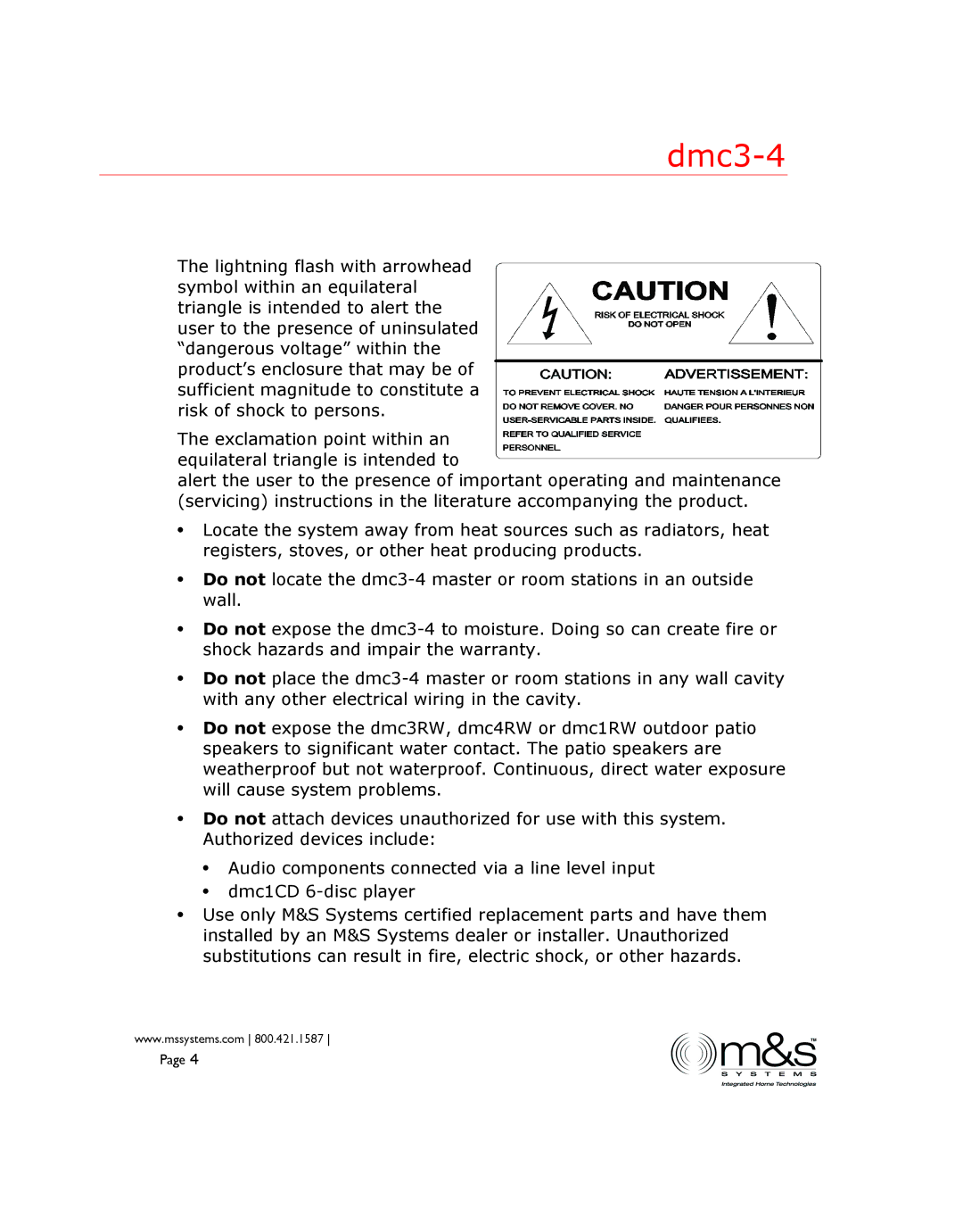 M&S Systems DMC3-4 installation instructions Dmc3-4 