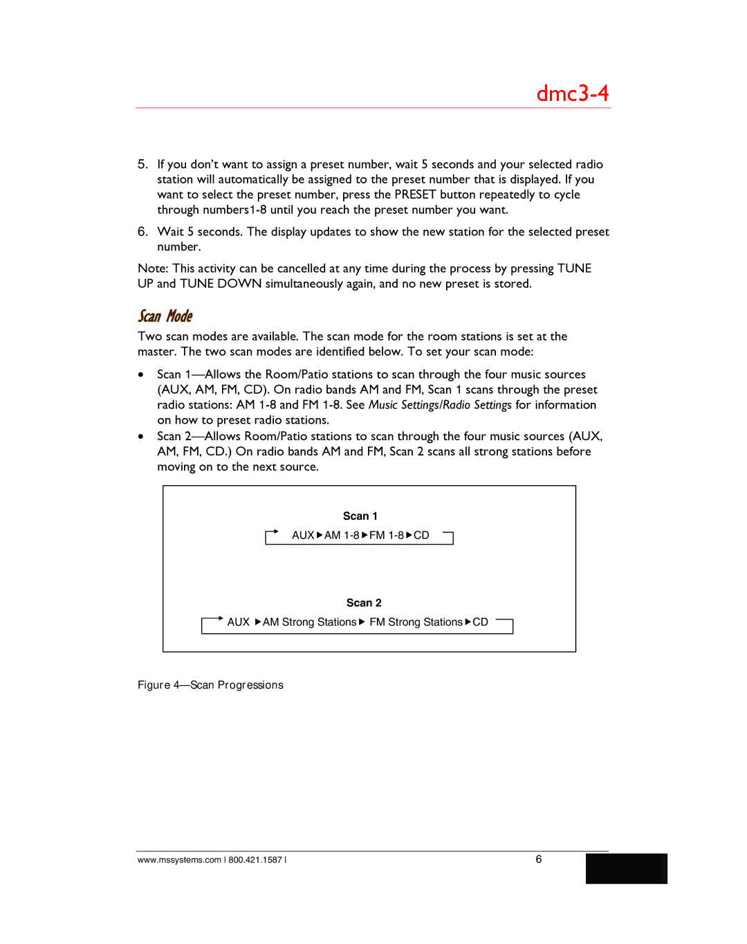 M&S Systems dmc3-4/dmc1 owner manual Scan Mode, Scan Progressions 